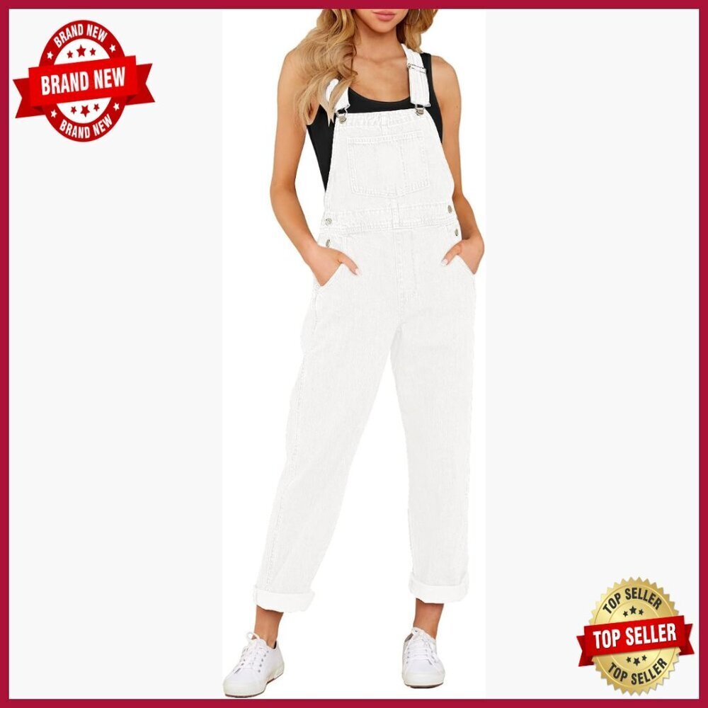 Stretch Denim Overalls with Pockets, Adjustable Straps, Regular Fit